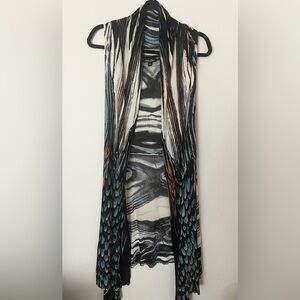 Dor Dor Couture Sleeveless Cardigan Multicolor Print Size 3X
